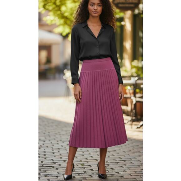 Chaus Jackets & Blazers - Chaus Vintage Cranberry Knit Pleated Skirt size Medium